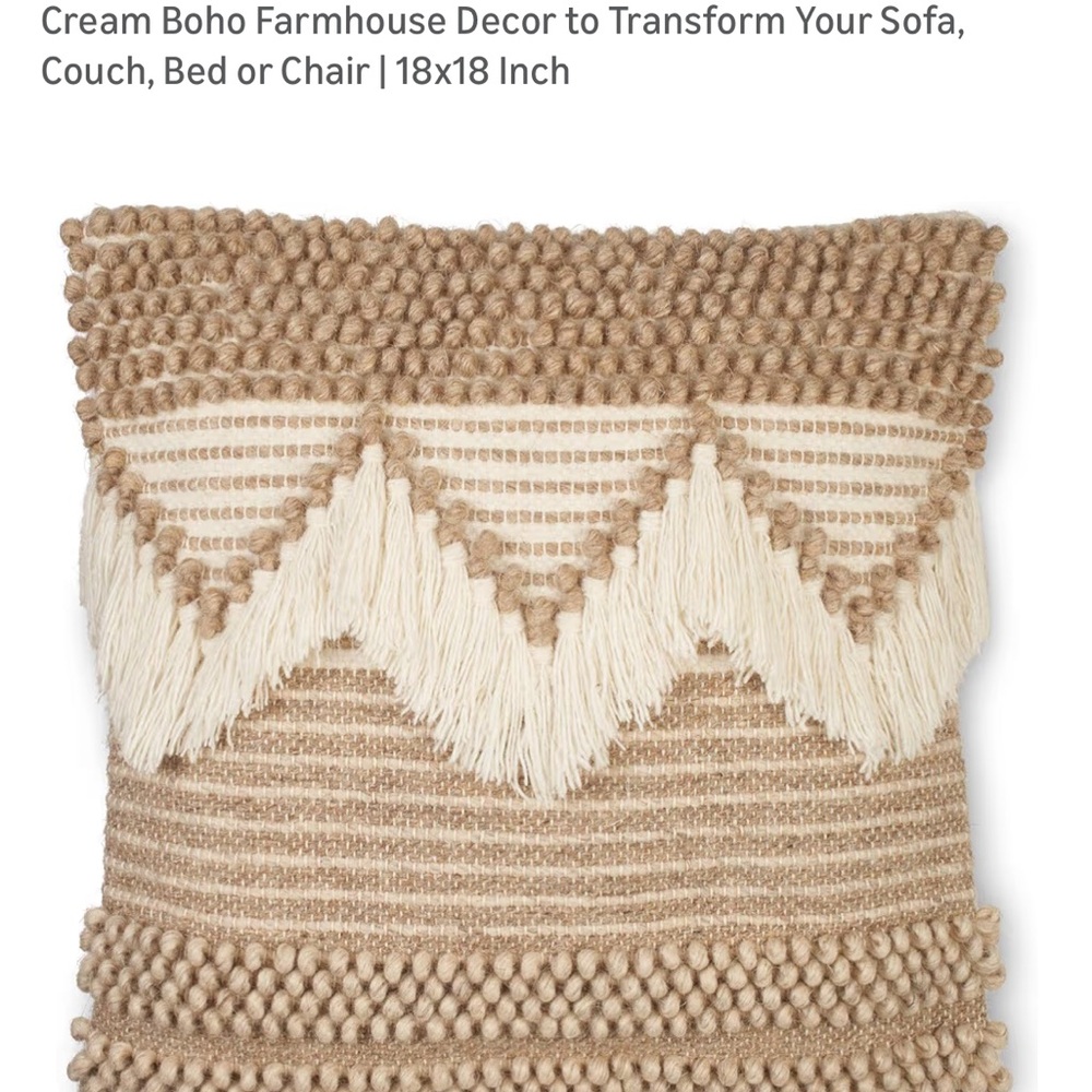 Boho Cream and Tan Decorative Pillow cover
